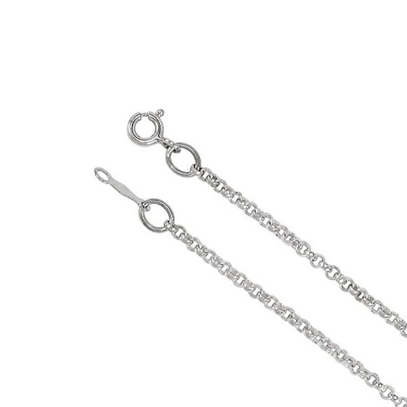 2mm, 14k White Gold Solid Rolo Chain Necklace, 20 Inch - Picture 1 of 4